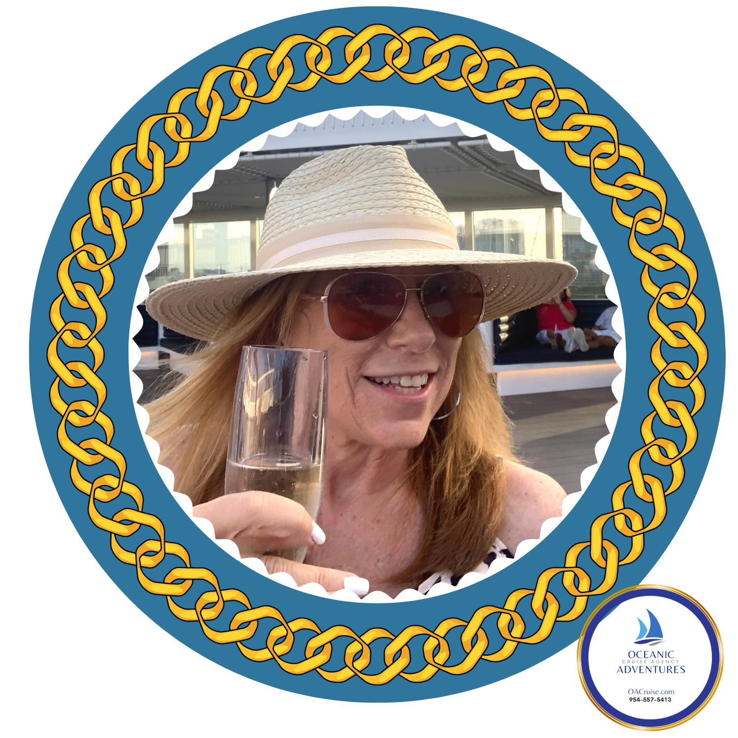Blue Yellow Fashion Chain Facebook Profile Frame